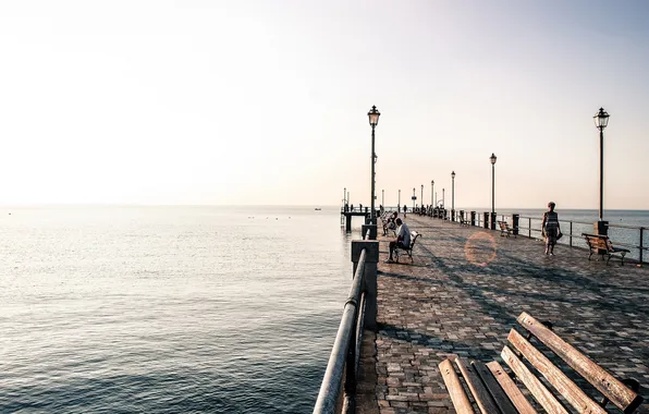 Море, пейзаж, утро, набережная