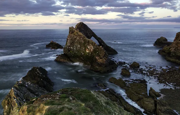 Картинка скалы, побережье, Шотландия