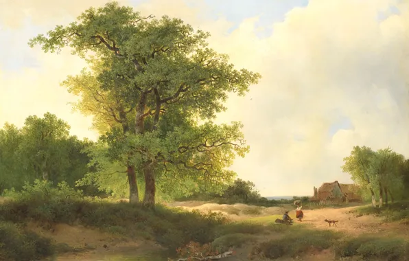 Масло, картина, 1890, Johannes Warnardus Bilders, Йоханнес Варнардус Билдерс, Пейзаж с крестьянским домом