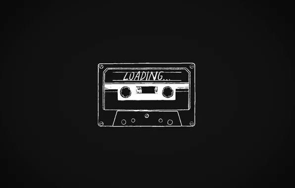 Музыка, минимализм, music, minimalism, тёмный фон, аудиокассета, dark background, audio cassette