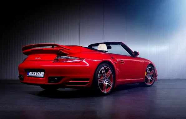 Картинка 997, Porsche, Red, Car, Turbo, Sport, Cabrio, Rear