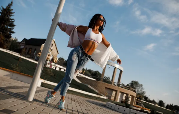 Model, pretty, jeans, pose, Сасин Александр