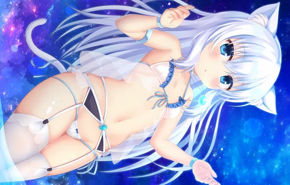 Girl, sexy, lingerie, pantsu, cleavage, blouse, panties, thighhighs