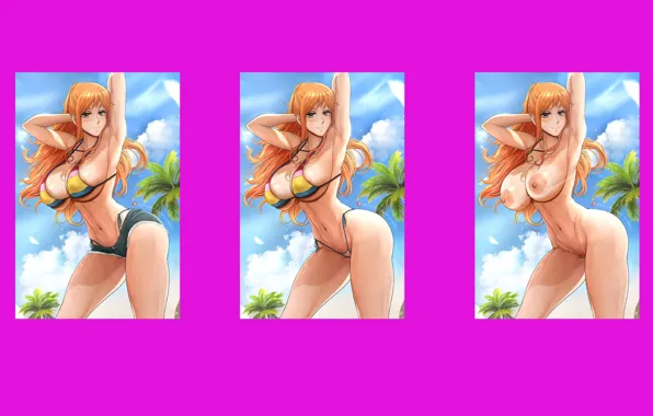 Kawaii, girl, game, nami, pirate, nipples, boobs, woman