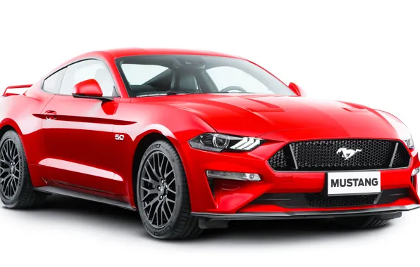Красный, Ford, Fastback, 2018, Mustang GT