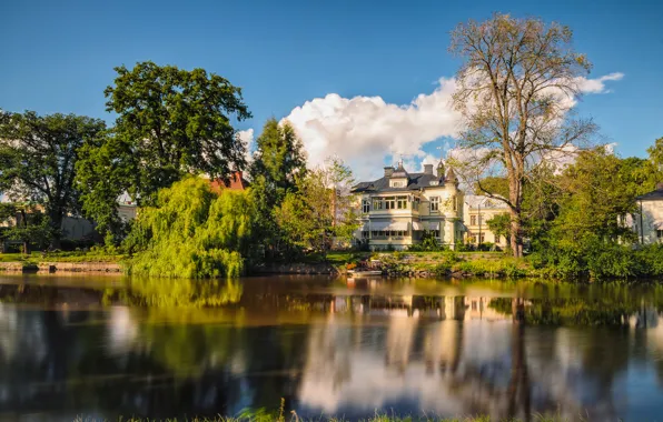 Картинка природа, озеро, здание, Nature, lake, building