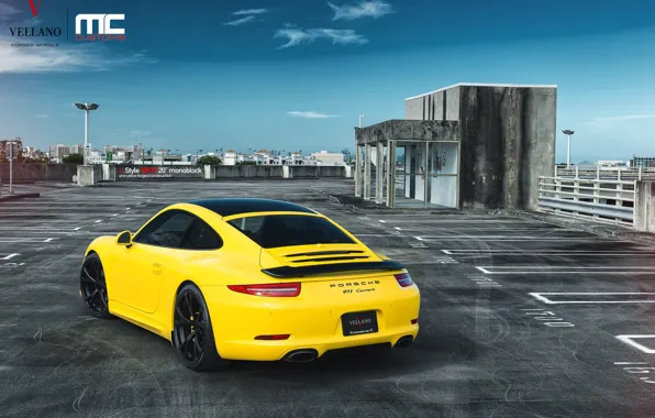 Porsche, yellow, 991 Carrera