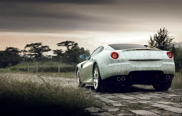 Картинка дорога, закат, Ferrari