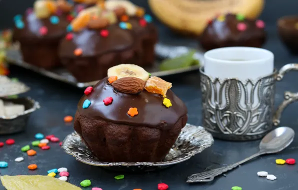 Шоколад, украшение, cake, chocolate, капкейки