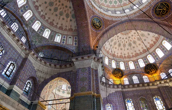Картинка узор, арка, архитектура, купол, религия, Стамбул, колонна, новая мечеть