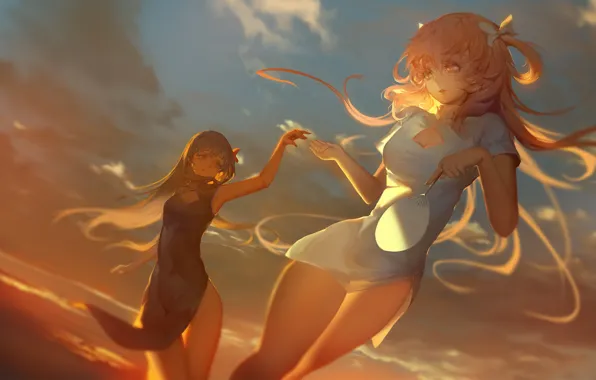 Вечер, Девушки, Веер, Maho Shojo Madoka Magica