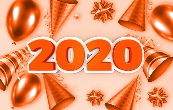 Шарики, фон, праздник, Новый год, New Year, 2020