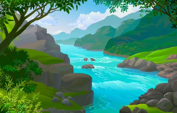 Картинка вода, природа, река, берег