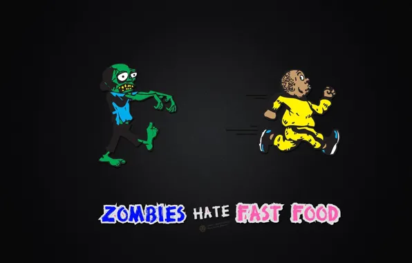 Человек, еда, зомби, удирает, zombies hate fast food
