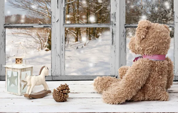 Зима, снег, природа, игрушки, новый год, рождество