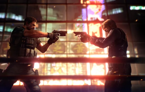 Картинка оружие, пушки, Леон, Крис, Resident Evil 6, обитель зла 6