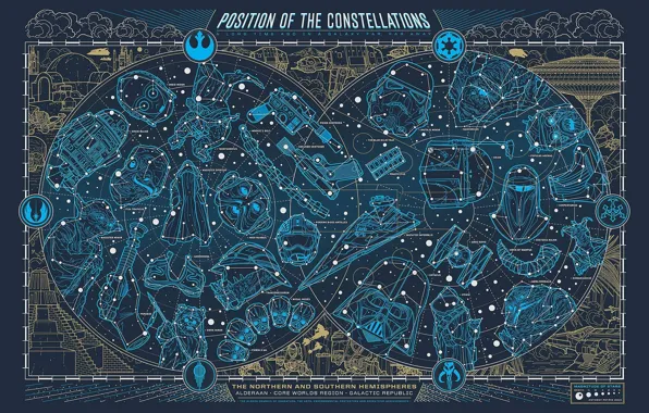Карта, Star Wars, созвездия, Звездные Войны