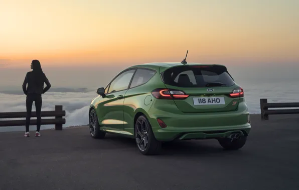 Девушка, облака, Ford, Ford Fiesta, ultrawide, 2022, Fiesta ST, WQHD