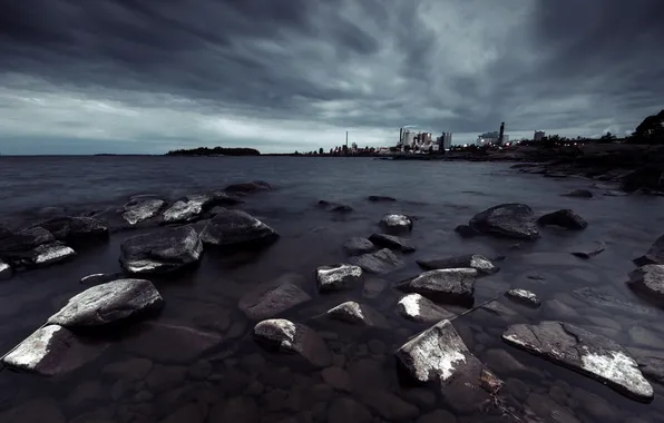 Море, пейзаж, ночь, берег