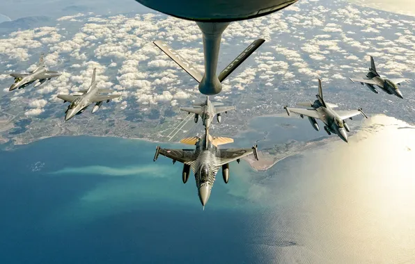 Sea, f-16, air refueling