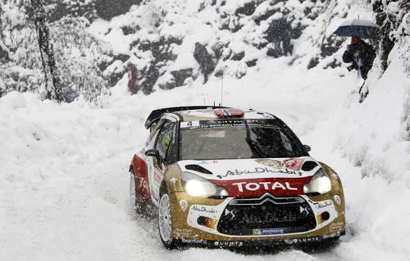 Снег, Ситроен, Citroen, DS3, WRC, Snow, Rally, Ралли