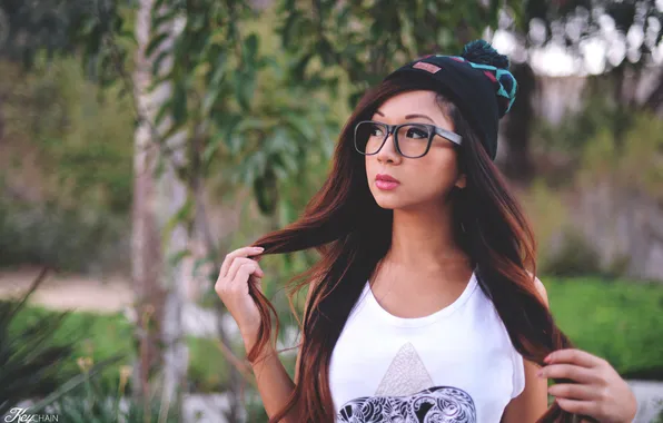 Картинка девушка, Keith Cheng, Regina Francia, шапка очки