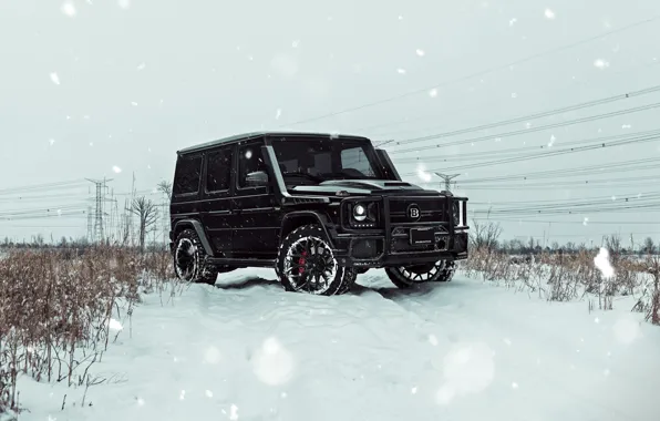 Mercedes, Winter, AMG, Black, Snow, G63