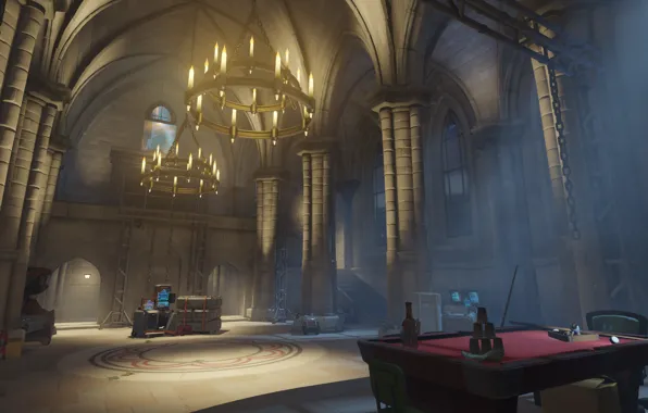 Стол, свечи, Overwatch