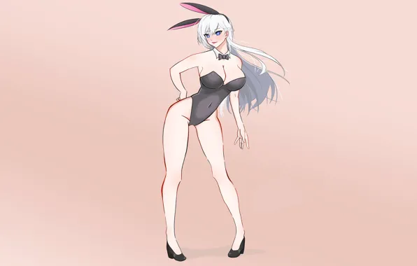 Girl, sexy, cleavage, long hair, legs, boobs, anime, blue eyes