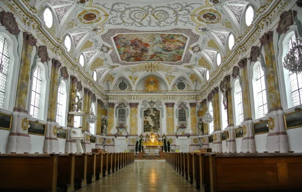 Картинка окна, Германия, Мюнхен, церковь, скамья, Bürgersaalkirche