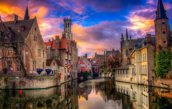 Картинка вечер, Belgium, Brugge