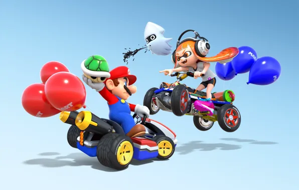 Girl, game, Mario, man, Nintendo, Mario Kart 8, Nintendo Switch, kart