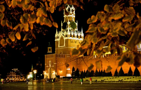Осень, москва, площадь, красивая, красная, центр, гум