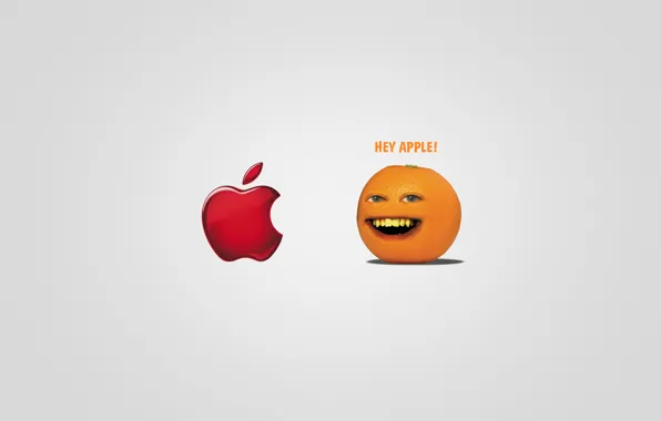 Картинка надпись, apple, яблоко, прикол, The Annoying Orange, HEY APPLE