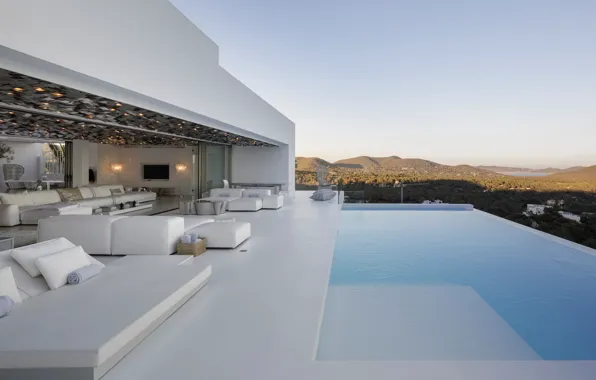Вилла, бассейн, Испания, терраса, outside-inside house, outdore-indore villa, by Metroarea, Ibiza Hills Residence