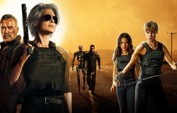 Фантастика, боевик, постер, Арнольд Шварценеггер, Terminator, Arnold Schwarzenegger, Sarah Connor, Маккензи Дэвис