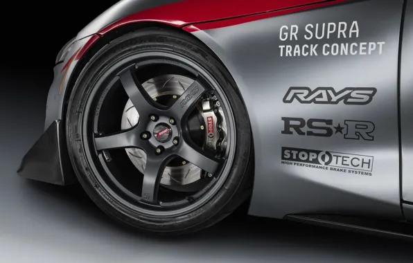 Серый, фон, купе, колесо, диск, Toyota, 2020, GR Supra Track Concept