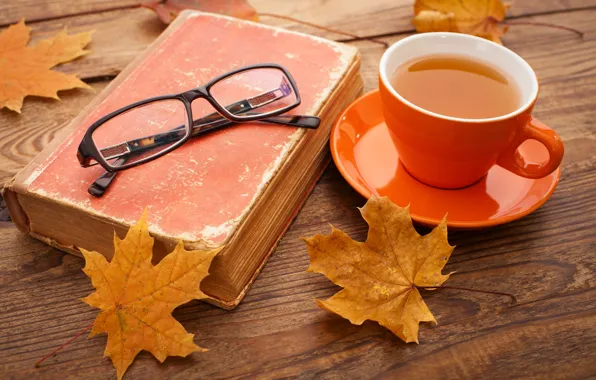 Картинка осень, чашка, клён, autumn, leaves, cup, tea, fall