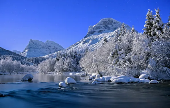 Картинка зима, природа, река