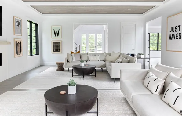 Дизайн, стиль, комната, интерьер, гостиная, Hamptons, living room to entryway, by Chango & Co.