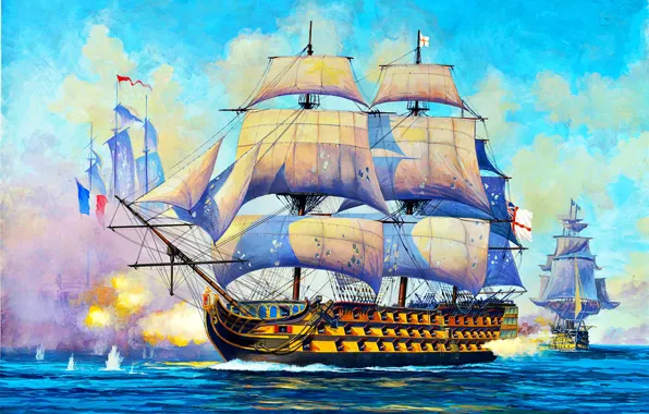 Картинка линейный корабль, парусный, Royal Navy, Великoбритaния, HMS Victory, первого ранга, 104-пушечный