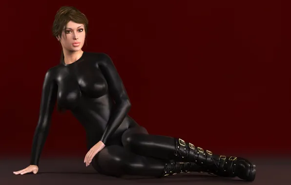Грудь, девушка, тело, костюм, lara croft