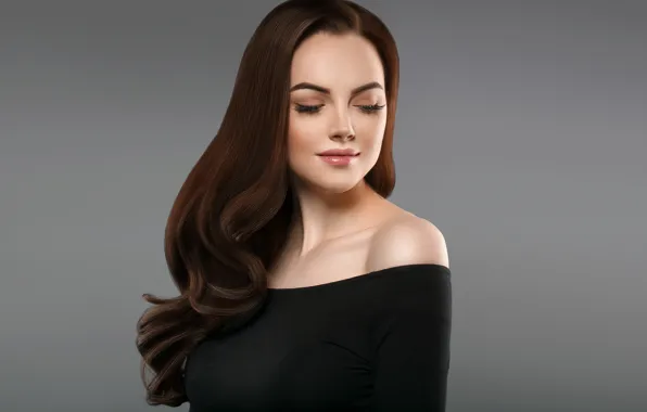 Девушка, поза, модель, макияж, woman, hair, brunette, portrait