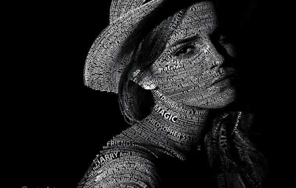 Текст, Эмма Уотсон, Emma Watson, Typography, Portrait, Text