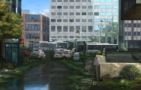 Картинка город, арт, конец света, The Last of Us, Environment Art 1