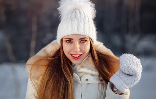 Картинка зима, улыбка, шапка, Девушка, Алексей Кишечкин, Дарья Дементьева