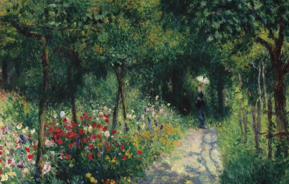 Пейзаж, картина, 1873, Пьер Огюст Ренуар, Pierre Auguste Renoir, Женщины в Саду
