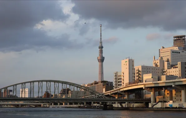 Мост, city, город, башня, Япония, Токио, Азия, Tokyo