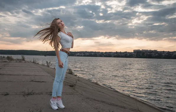 Вода, поза, Девушка, джинсы, ножки, Дмитрий Шульгин