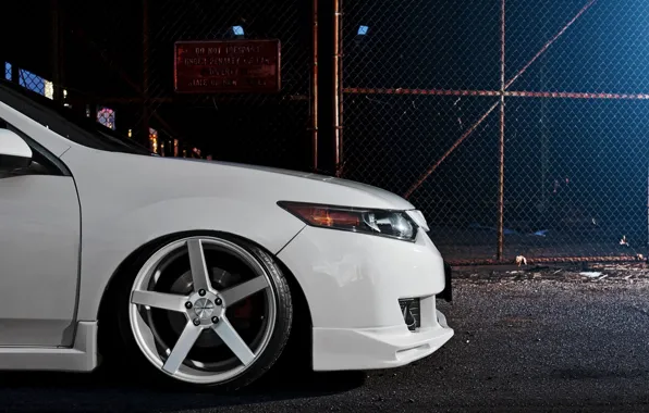 Ночь, город, тюнинг, белая, honda, хонда, accord, аккорд